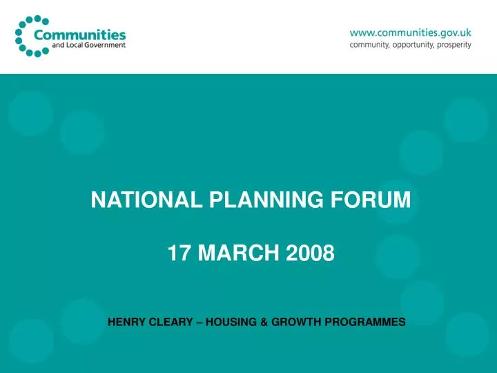 national planning forum 17 march 2008