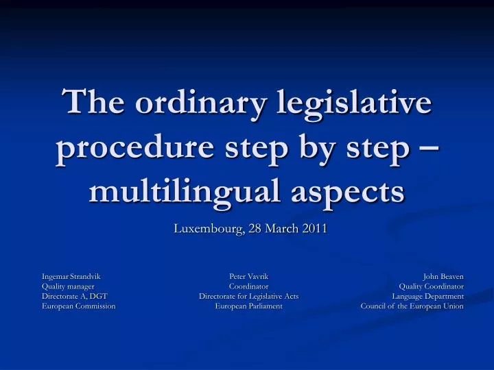 the ordinary legislative procedure step by step multilingual aspects