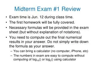Midterm Exam #1 Review