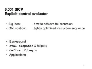 6.001 SICP Explicit-control evaluator