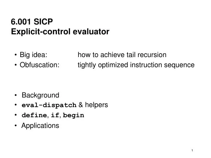 6 001 sicp explicit control evaluator