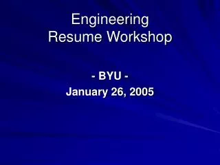Engineering Resume Workshop