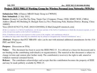 Project: IEEE P802.15 Working Group for Wireless Personal Area Networks (WPANs)