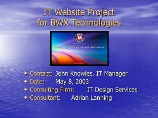 IT Website Project for BWX Technologies