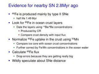 Evidence for nearby SN 2.8Myr ago