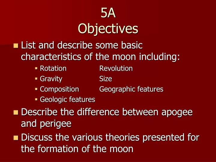 5a objectives