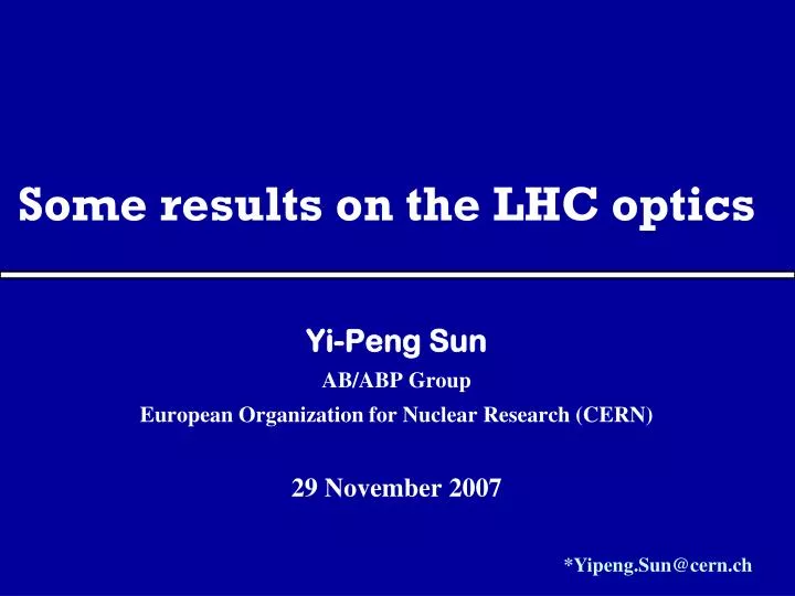 some results on the lhc optics