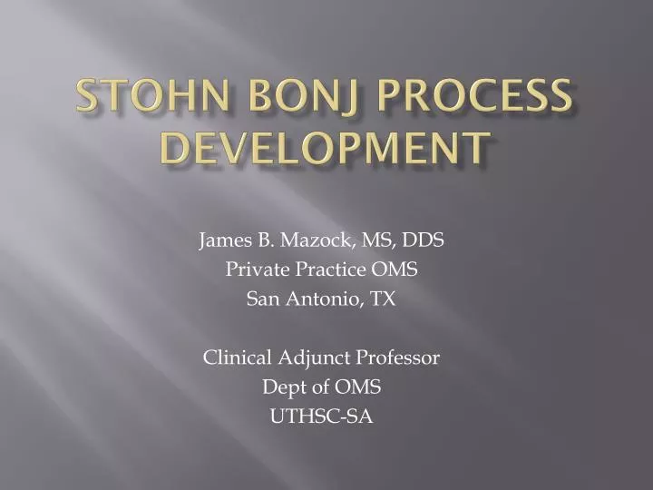 stohn bonj process development