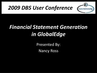 Financial Statement Generation in GlobalEdge