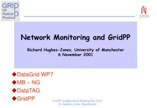 Network Monitoring and GridPP Richard Hughes-Jones, University of Manchester 6 November 2001