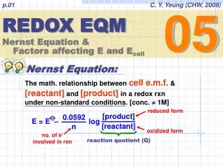 REDOX EQM Nernst Equation &amp;