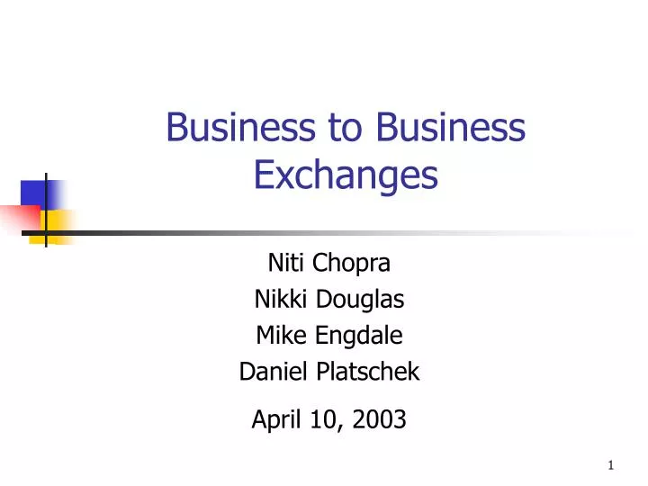 business to business exchanges