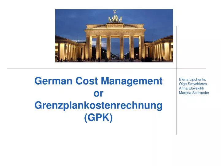 german cost management or grenzplankostenrechnung gpk