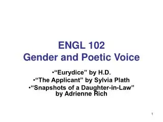 ENGL 102 Gender and Poetic Voice