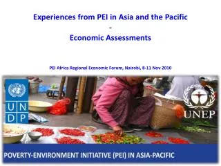 Experiences from PEI in Asia and the Pacific - Economic Assessments