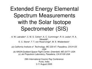 Extended Energy Elemental Spectrum Measurements with the Solar Isotope Spectrometer (SIS)