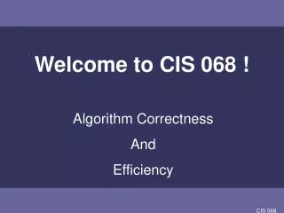 Welcome to CIS 068 !