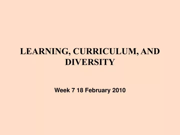 learning curriculum and diversity