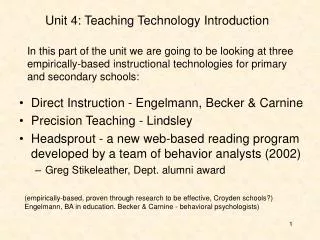 Unit 4: Teaching Technology Introduction