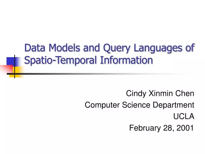 data models and query languages of spatio temporal information