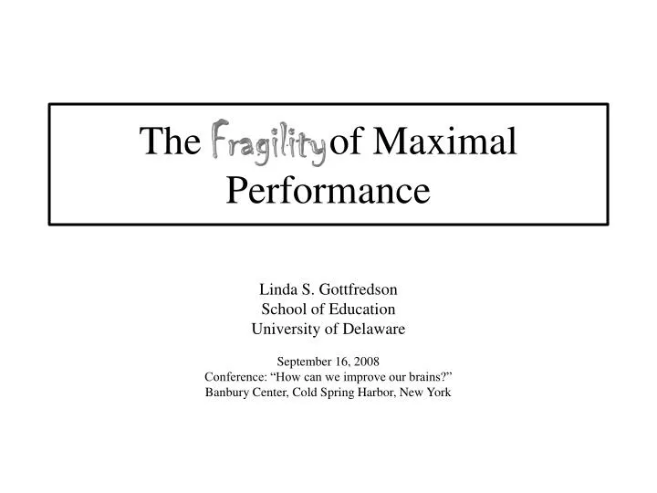 the of maximal performance