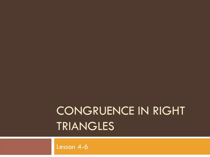 congruence in right triangles