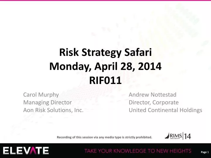 risk strategy safari monday april 28 2014 rif011