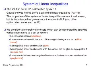 System of Linear Inequalities