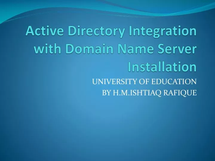 active directory integration with domain name server installation