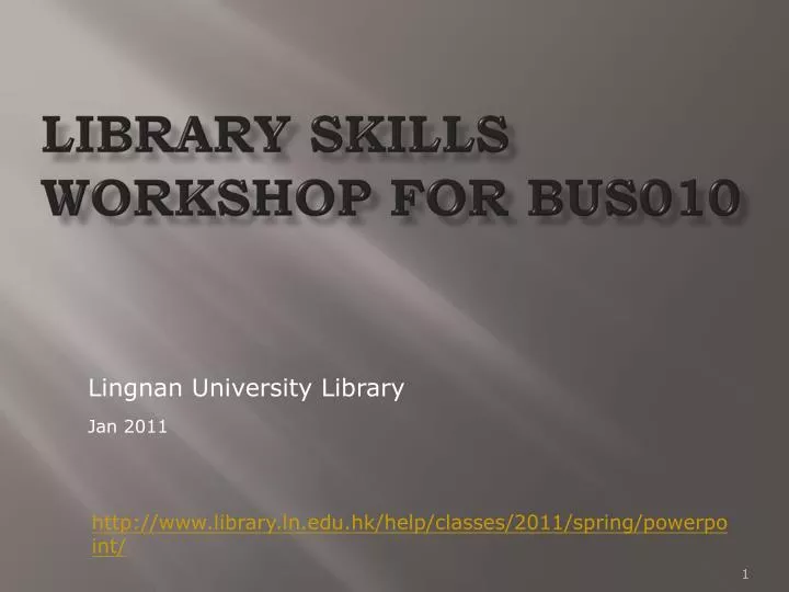 library skills workshop for bus010