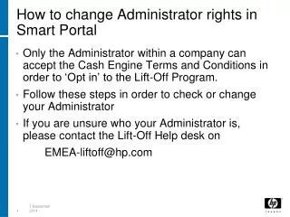 how to change administrator rights in smart portal