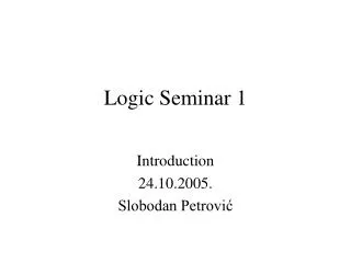 Logic Seminar 1