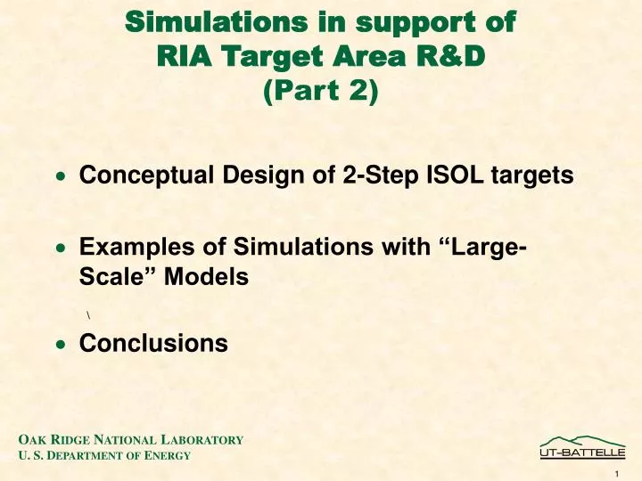 simulations in support of ria target area r d part 2