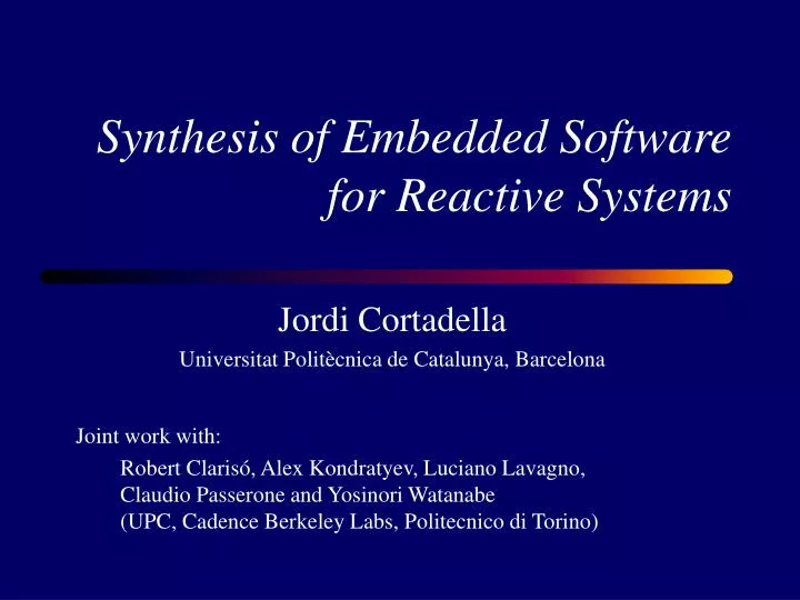 synthesis of embedded software for reactive systems