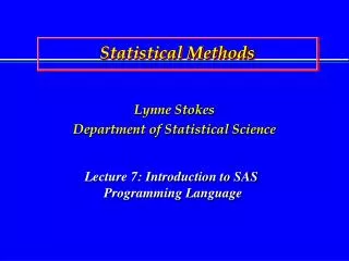 Statistical Methods