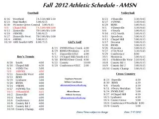 Fall 2012 Athletic Schedule - AMSN