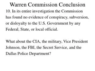 Warren Commission Conclusion