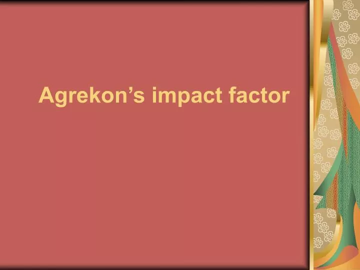 agrekon s impact factor