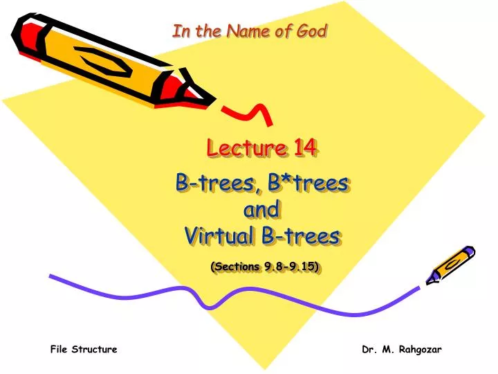 lecture 14 b trees b trees and virtual b trees sections 9 8 9 15