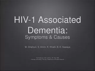 HIV-1 Associated Dementia: