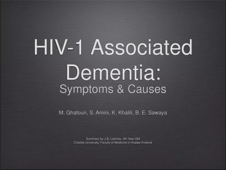 hiv 1 associated dementia