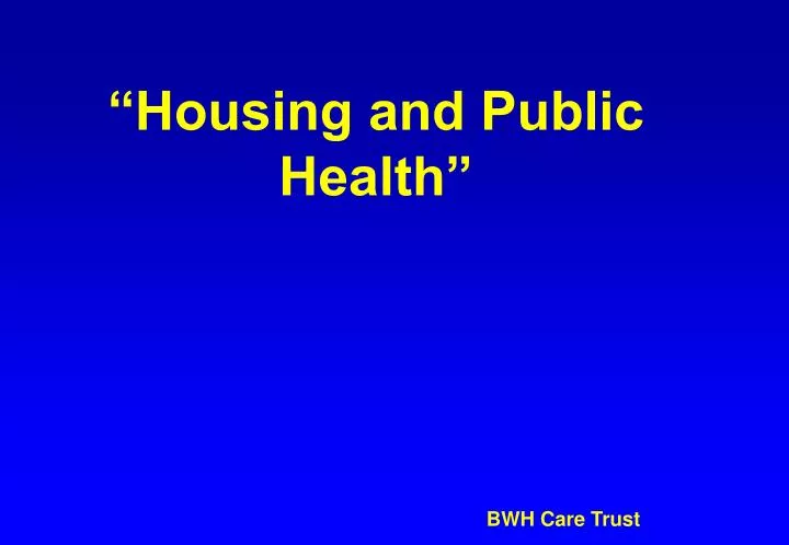 housing and public health