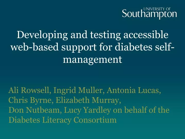 developing and testing accessible web based support for diabetes self management