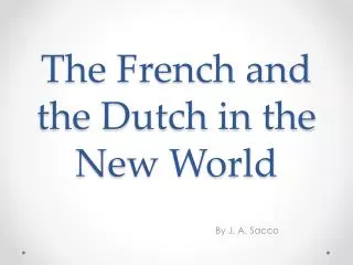 The French and the Dutch in the New World