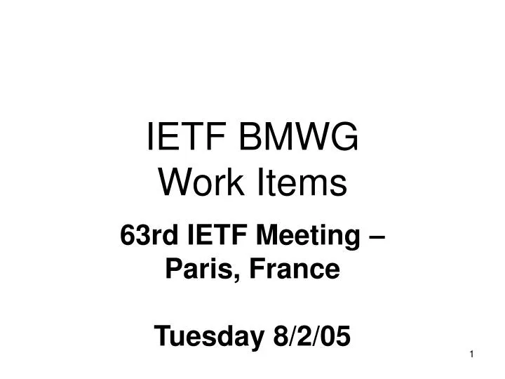 ietf bmwg work items