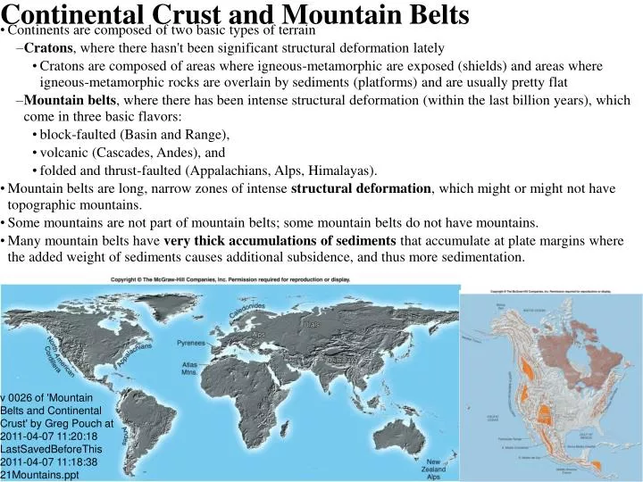 continental crust and mountain belts