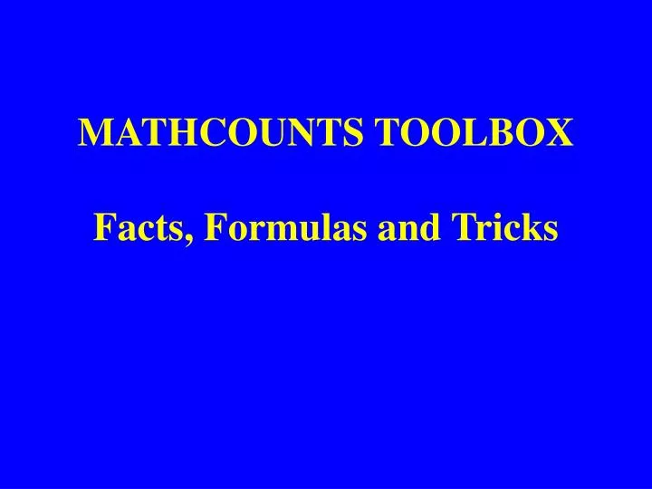mathcounts toolbox facts formulas and tricks