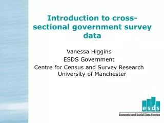 Introduction to cross-sectional government survey data