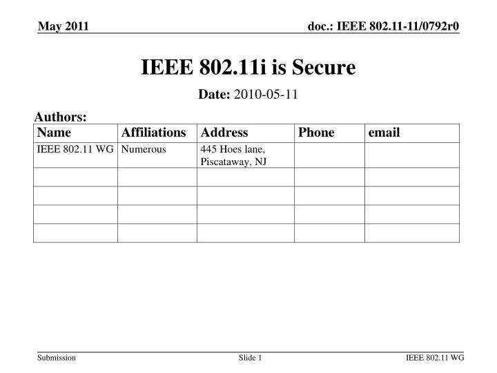 ieee 802 11i is secure