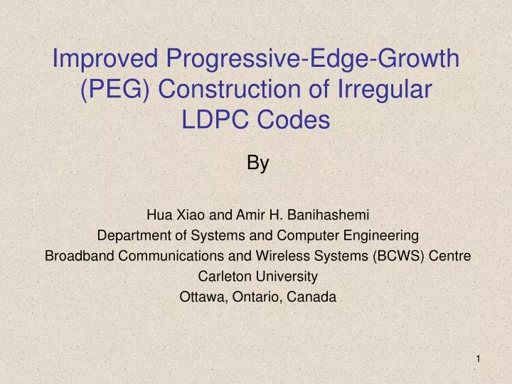improved progressive edge growth peg construction of irregular ldpc codes